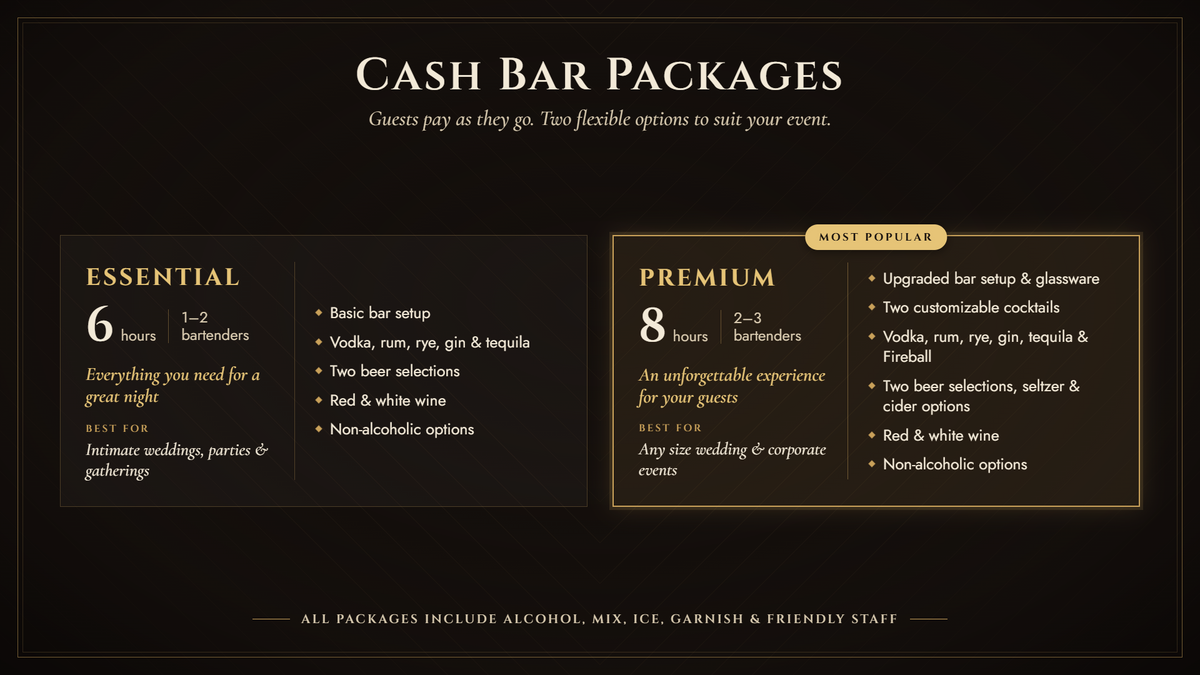 Cash Bar Packages